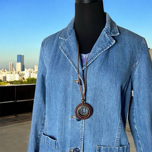 Style & Co Denim Blazer with Pockets 100% Cotton Size Medium - Picture 7 of 9